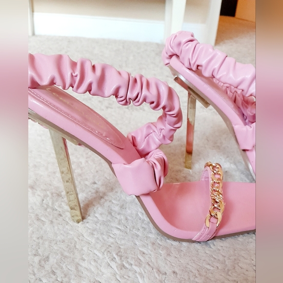 ***Lemonade Baby Pink Chain Link Double Strapped Heels - Picture 3 of 6